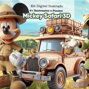 Kit Digital Mickey Safari 3d Arquivo em Png 