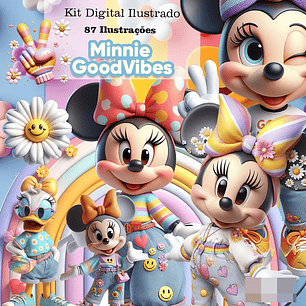 Kit Digital Minnie Disney Good Vibes Arquivo em Png  