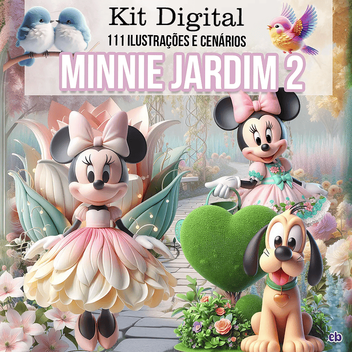 Kit Digital Minnie Disney Jardim Arquivo em Png   1