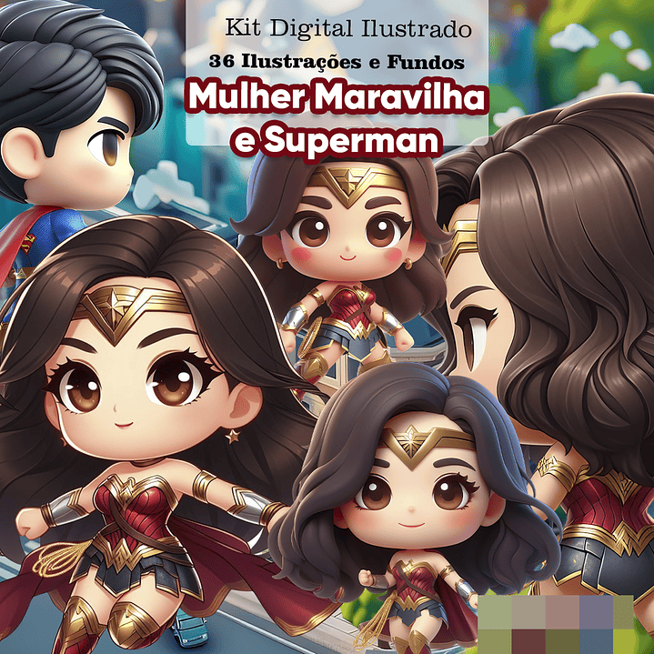 Kit Digital Mulher Maravilha e Super Man Arquivo em Png 1