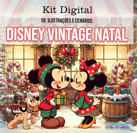 Kit Digital Natal Disney Vintage Arquivo em Png
