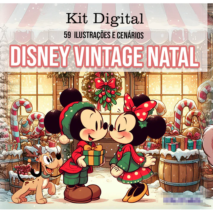 Kit Digital Natal Disney Vintage Arquivo em Png 1