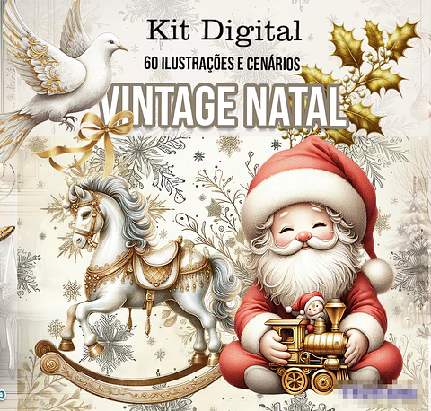 Kit Digital Natal Vintage Arquivo em Png