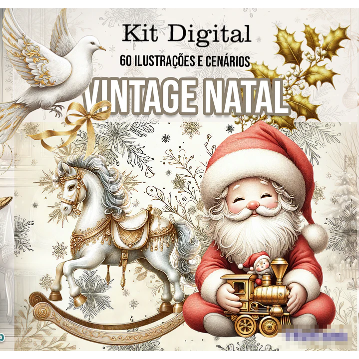 Kit Digital Natal Vintage Arquivo em Png 1