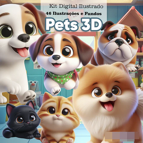Kit Digital Pets 3D Arquivo em Png