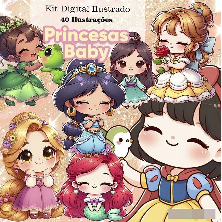 Kit Digital Princesas Baby Arquivo em Png 1