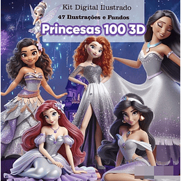 Kit Digital Princesas Disney 100 3d Arquivo em Png 