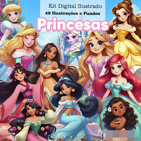 Kit Digital Princesas Disney Arquivo em Png