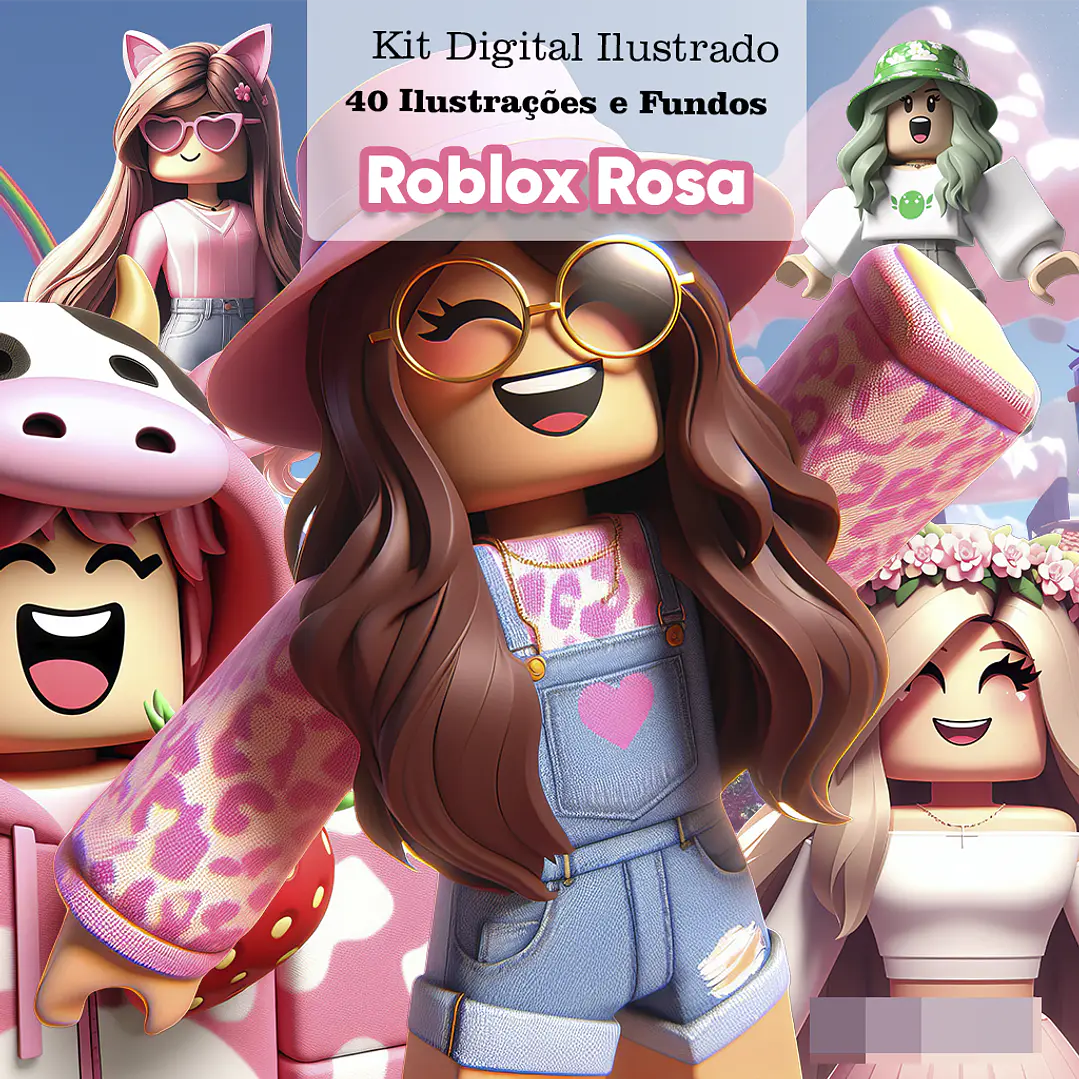Kit Digital Roblox Rosa Menina Arquivo em Png 1