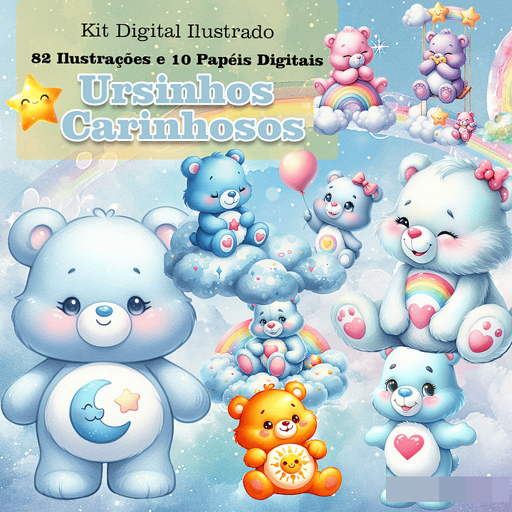 Kit Digital Ursinhos Carinhosos Arquivo em Png 1