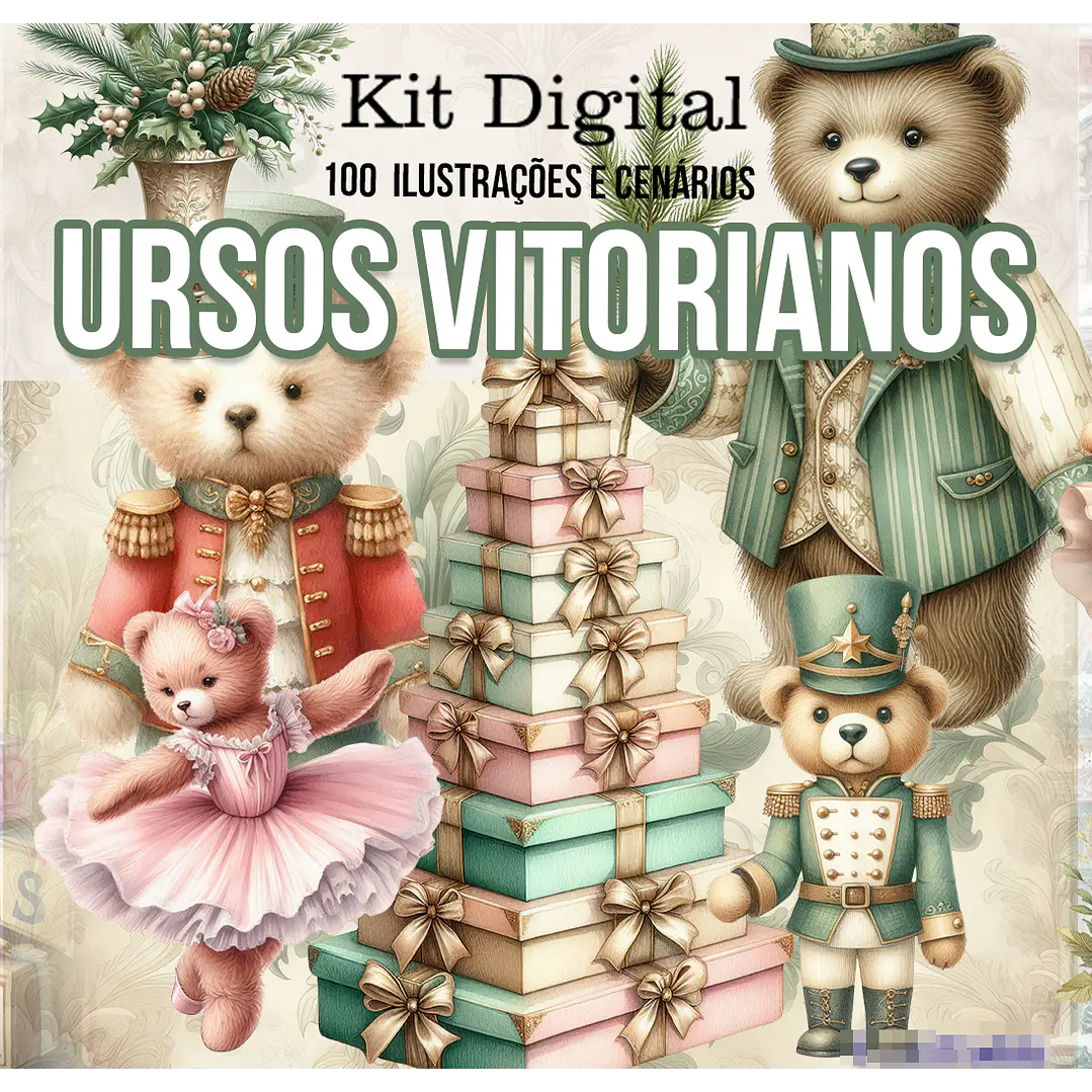 Kit Digital Ursinhos Vitorianos Arquivo em Png 1