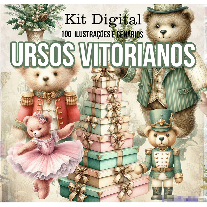 Kit Digital Ursinhos Vitorianos Arquivo em Png 1