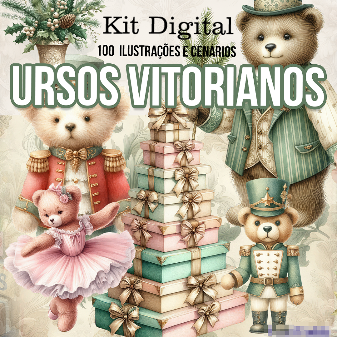 Kit Digital Ursinhos Vitorianos Arquivo em Png 1