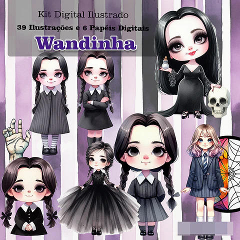 Kit Digital Wandinha Arquivo em Png 