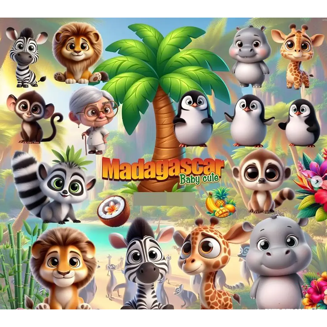Kit Digital Madagacar Cute Baby em Png 1
