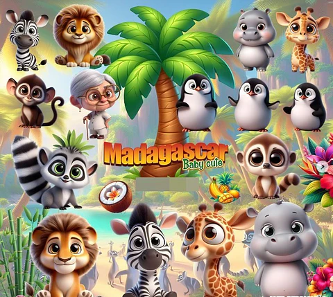 Kit Digital Madagacar Cute Baby em Png