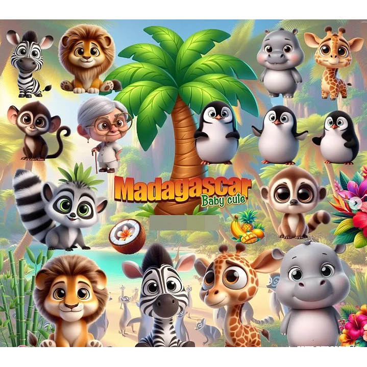 Kit Digital Madagacar Cute Baby em Png 1