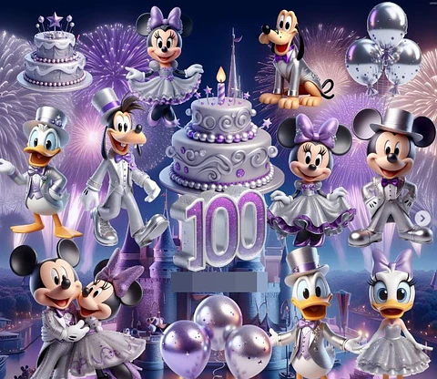 Kit Digital Disney 100 Anos em Png 