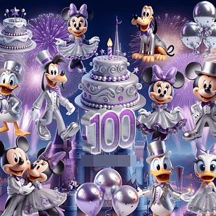 Kit Digital Disney 100 Anos em Png 
