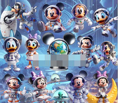 Kit Digital Mickey Astronauta em Png 