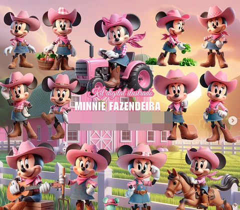Kit Digital Fazendinha Minnie em Png 