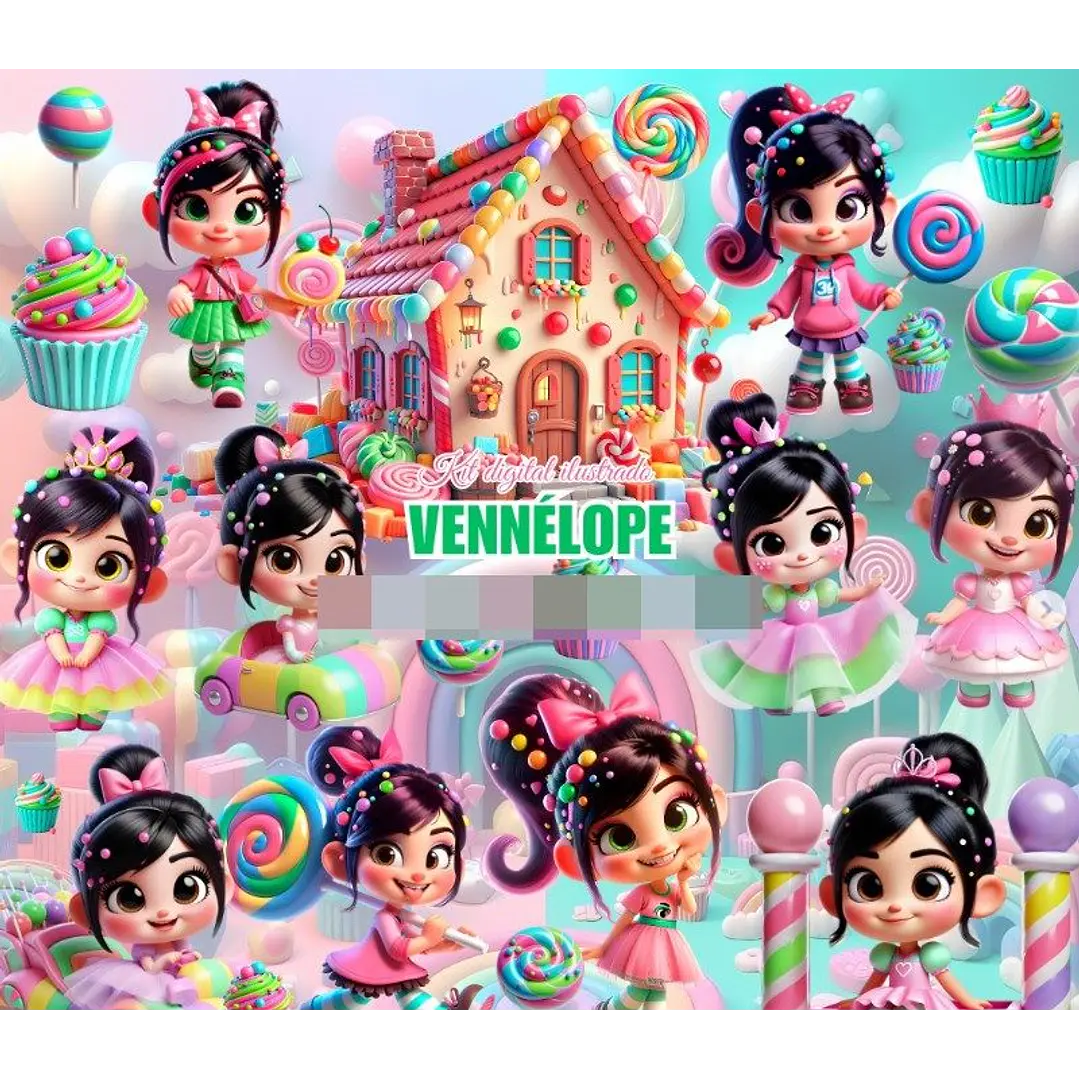 Kit Digital Venellope Mundo Doce em Png 1