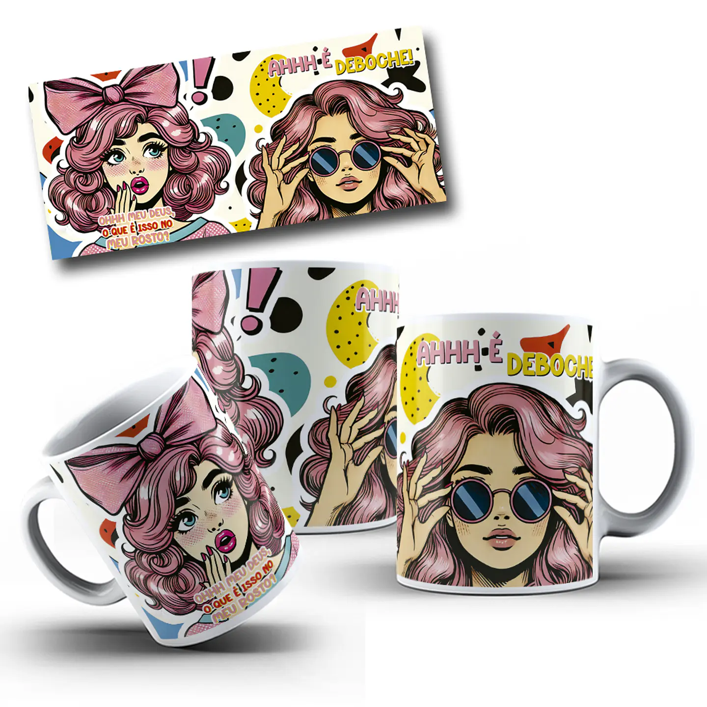 5 Artes para Caneca Pop Mulher Arquivo Editável 3