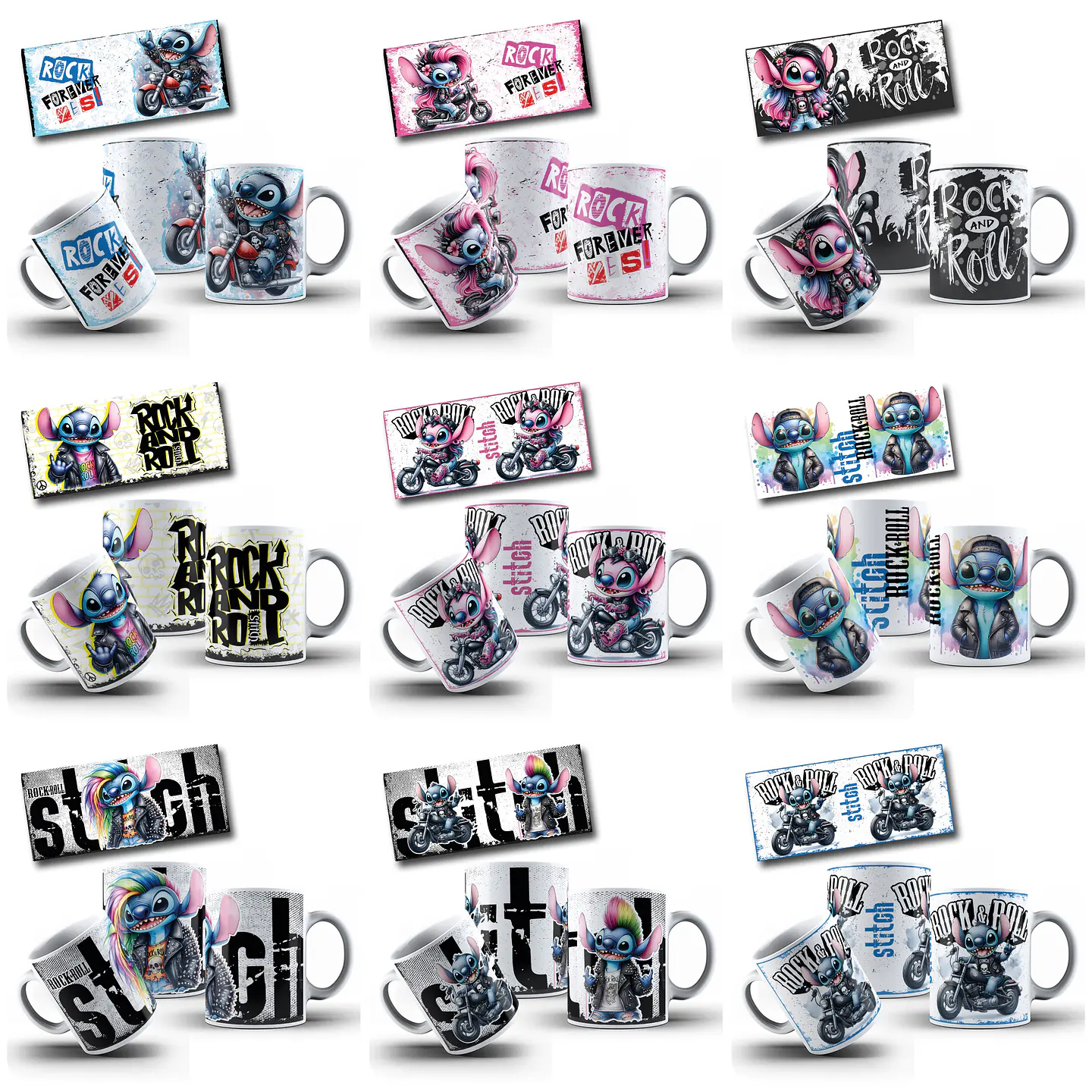 20 Artes para Caneca Stitch Rock Arquivo em Jpg  1