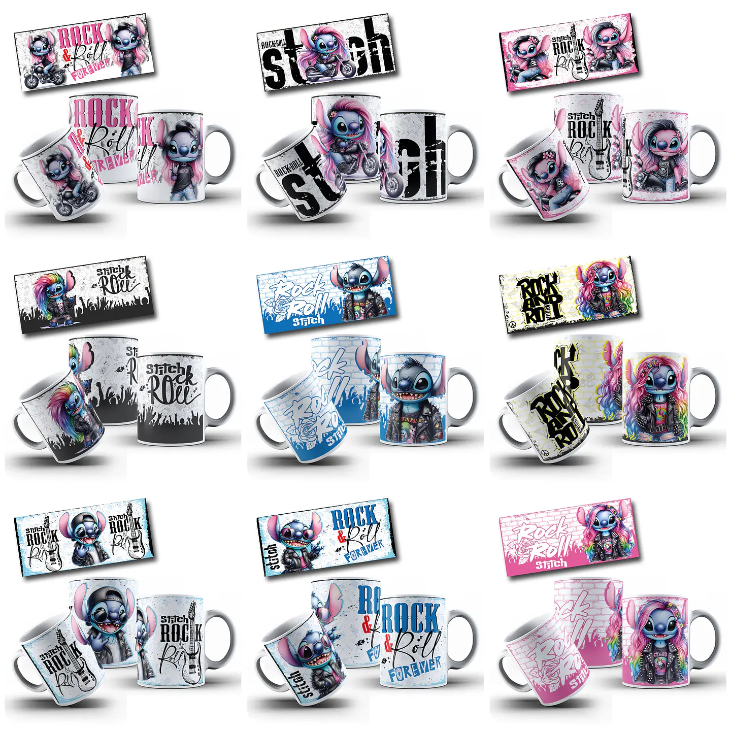 20 Artes para Caneca Stitch Rock Arquivo em Jpg  2