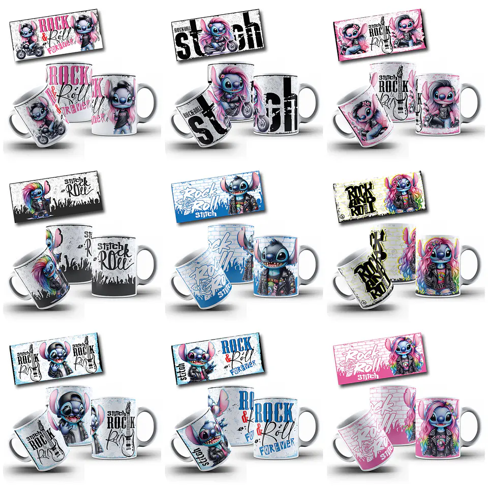 20 Artes para Caneca Stitch Rock Arquivo em Jpg  2