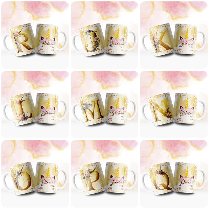 26 Artes para Caneca Alfabeto Unicornio Arquivo em Jpg  2