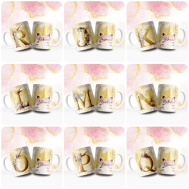 26 Artes para Caneca Alfabeto Unicornio Arquivo em Jpg  2