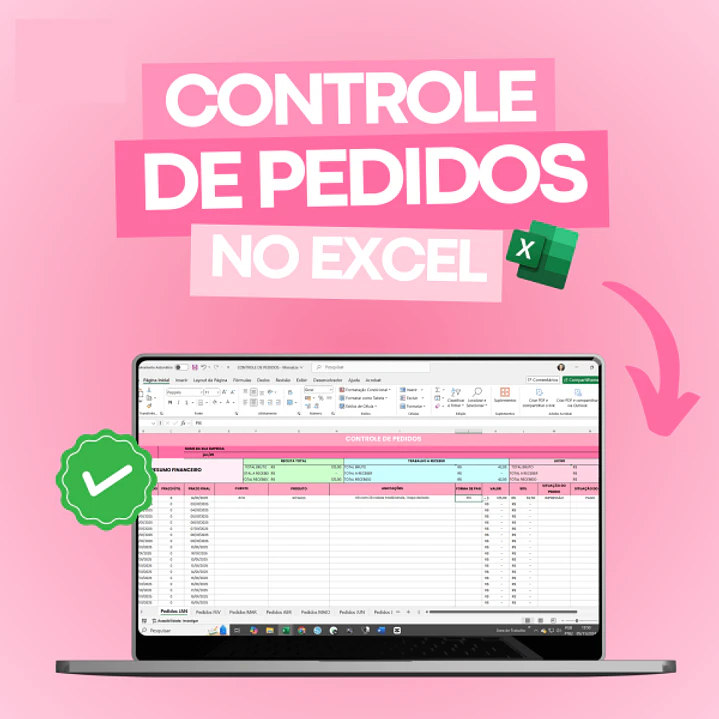 Arquivo Planilha Controle de Caixa Pedidos e Produtos em Execel 3