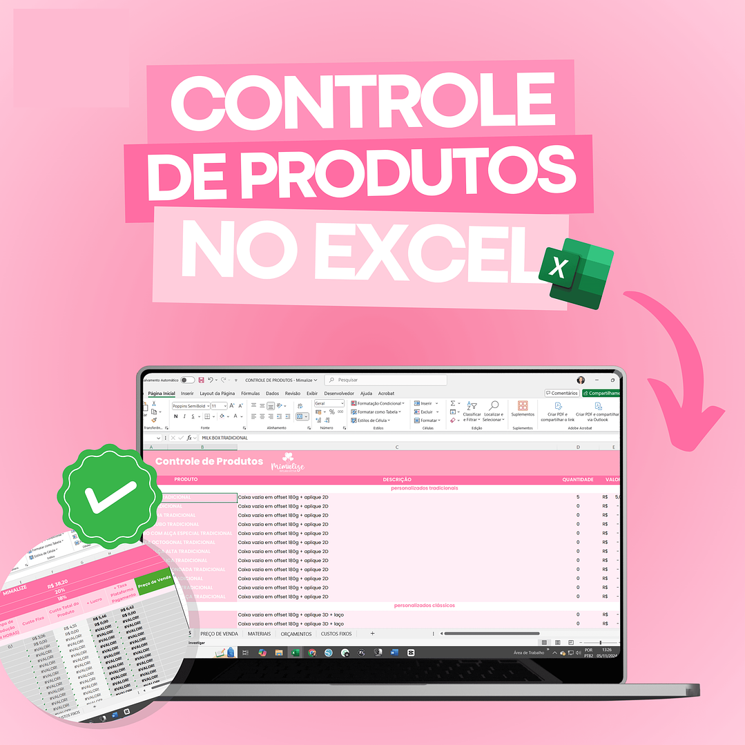 Arquivo Planilha Controle de Caixa Pedidos e Produtos em Execel 4