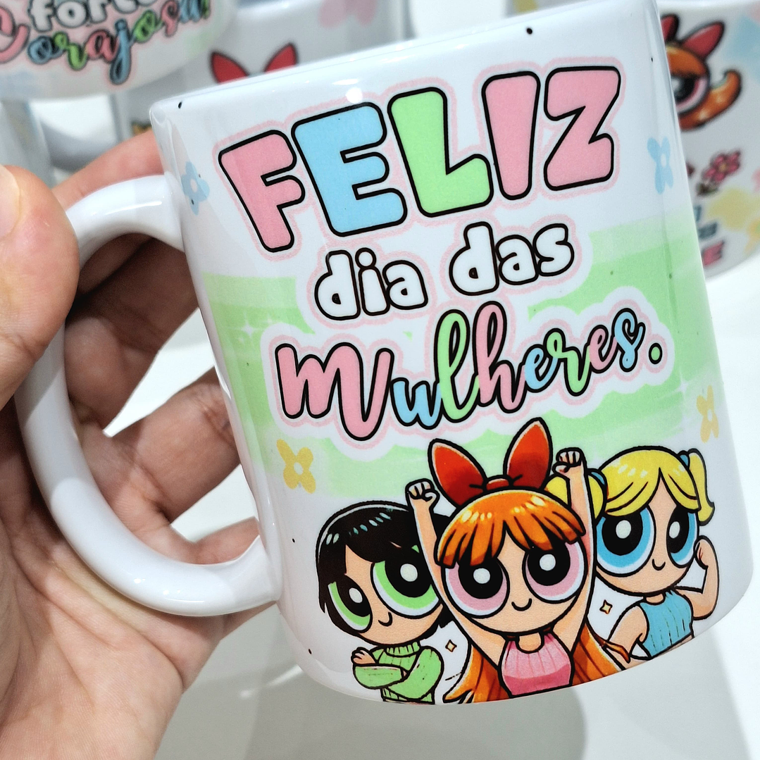 7 Artes para Caneca Dia das Mulheres Meninas Super Poderosas Arquivo em Jpg 1