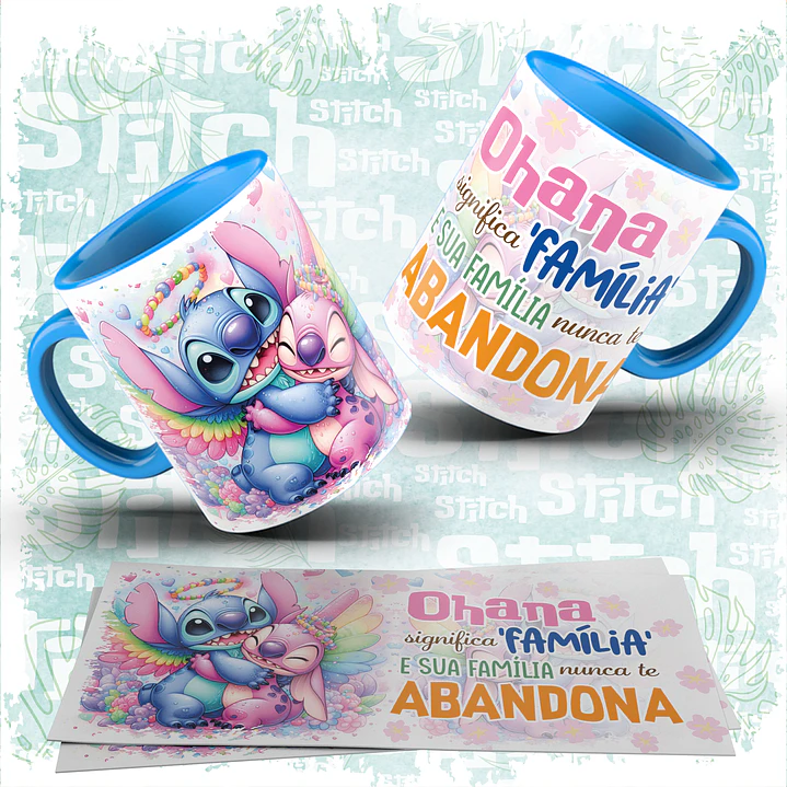 10 Artes para Caneca Stitch Ohana Familia Arquivo em Jpg  7