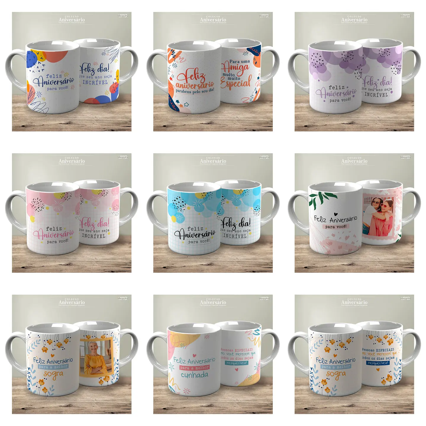 62 Artes para Caneca e Camisa Aniversário Arquivo Editável 1