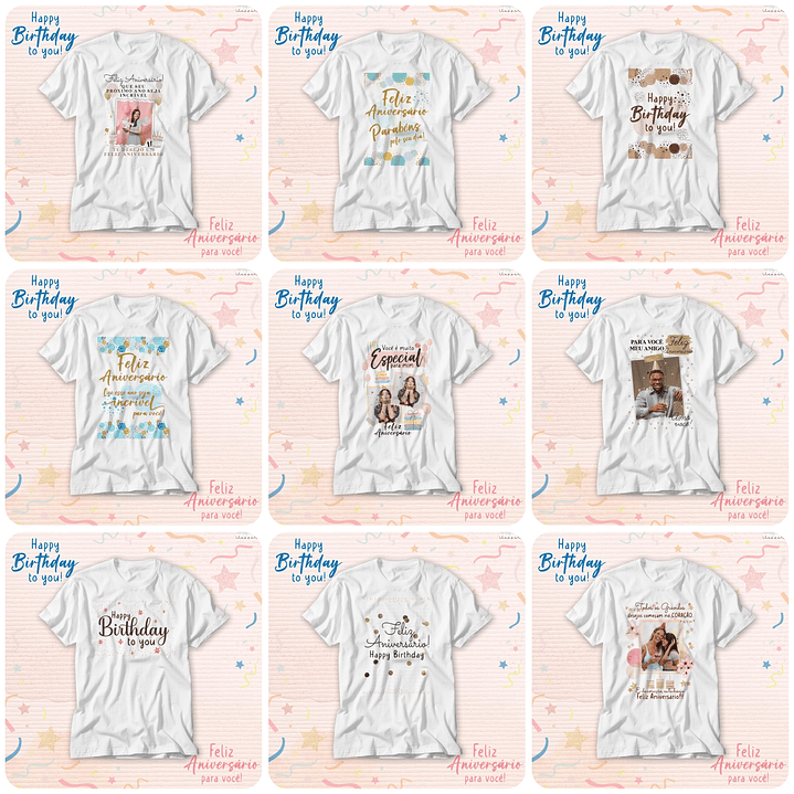 62 Artes para Caneca e Camisa Aniversário Arquivo Editável 2