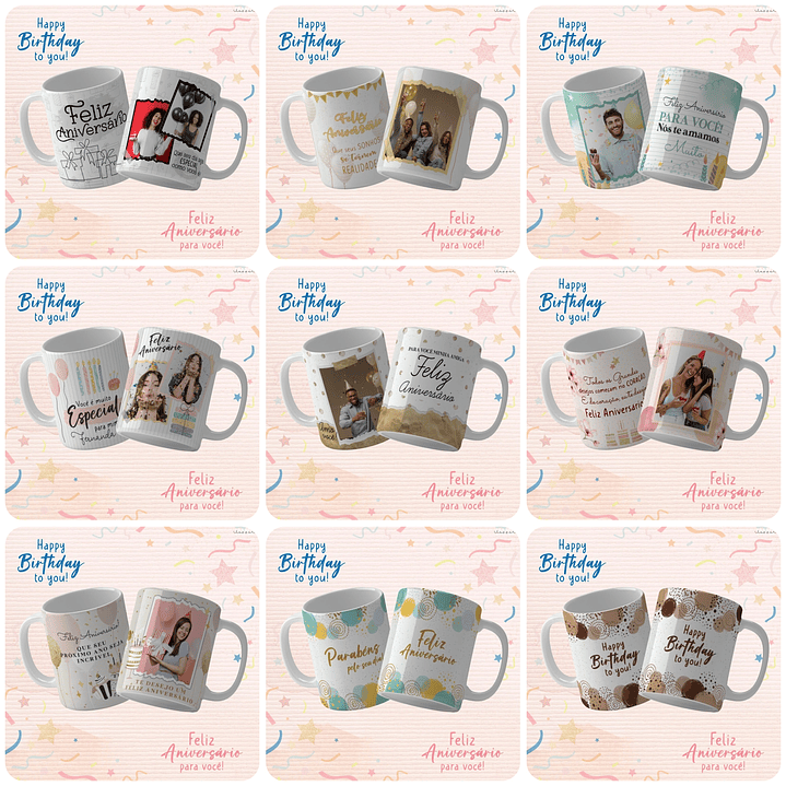 62 Artes para Caneca e Camisa Aniversário Arquivo Editável 4