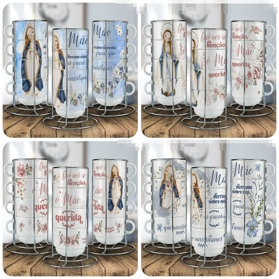 14 Artes para Caneca Torre de Xicaras Arquivo Editável 1