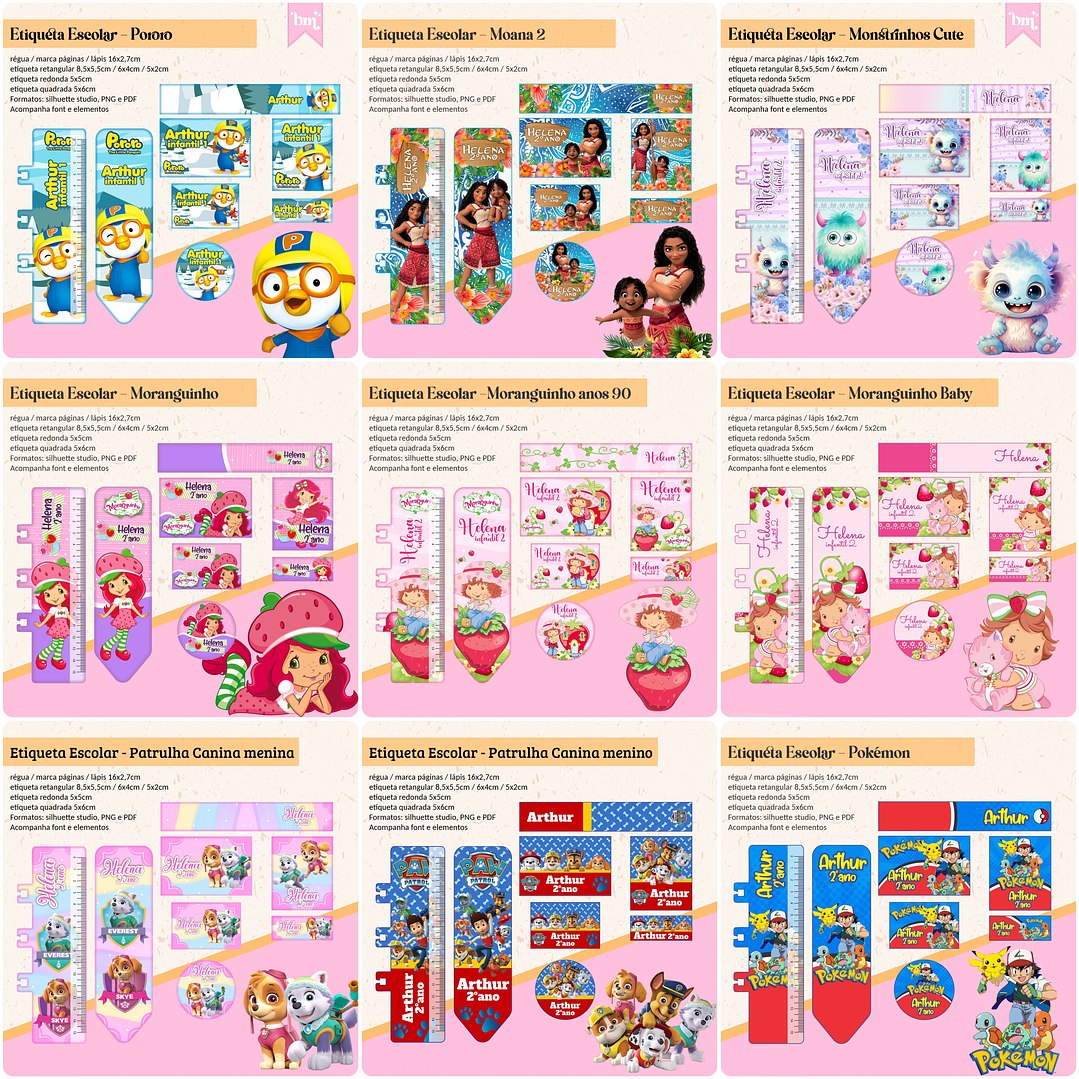 Arquivos prontos Etiquetas Escolares volta as aulas em Png 5