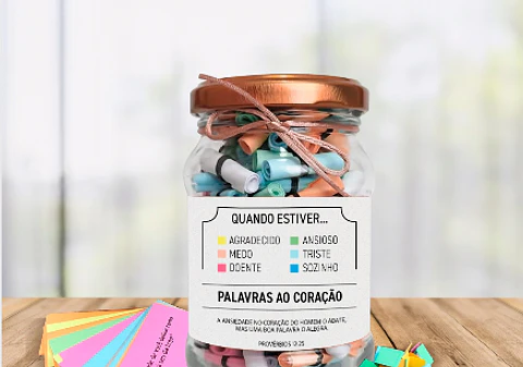 Arquivo Potinho Palavras do Coração Positivas Sublimação - Baixar Grátis 