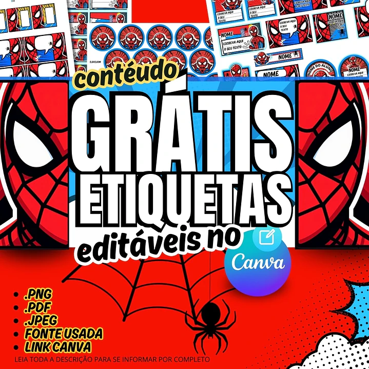 Arquivo Etiquetas Escolares Homem Aranha Sublimação - Baixar Grátis 1
