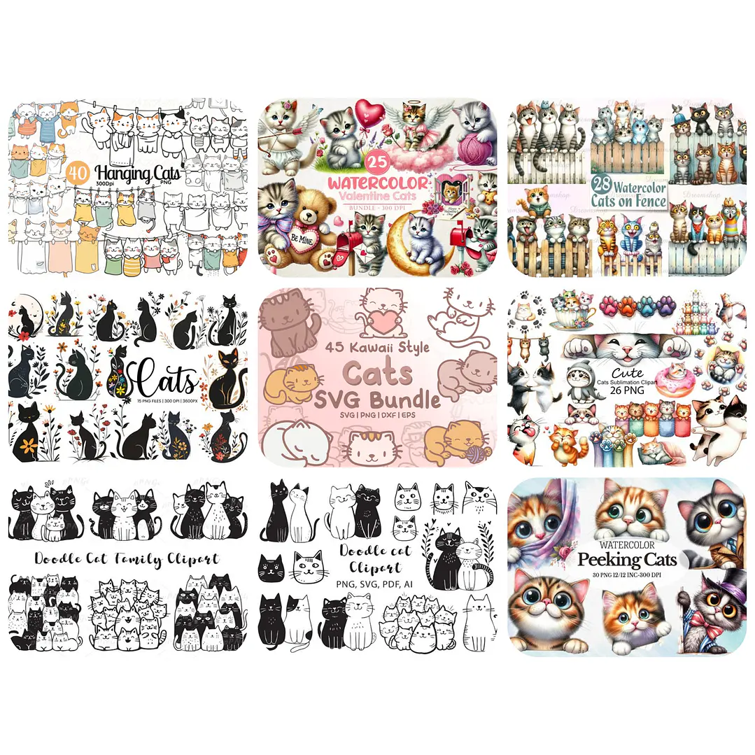 Kit Digital Gatinhos em Png 1