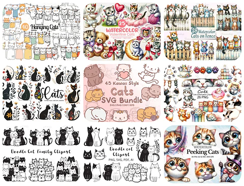 Kit Digital Gatinhos em Png