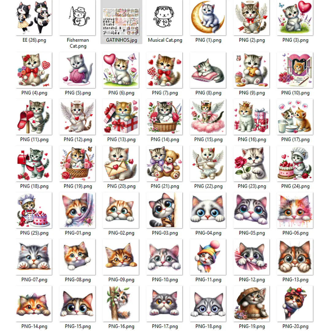 Kit Digital Gatinhos em Png 3