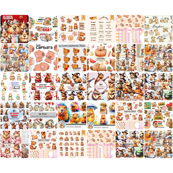 Kit Digital Capivara em Png  1