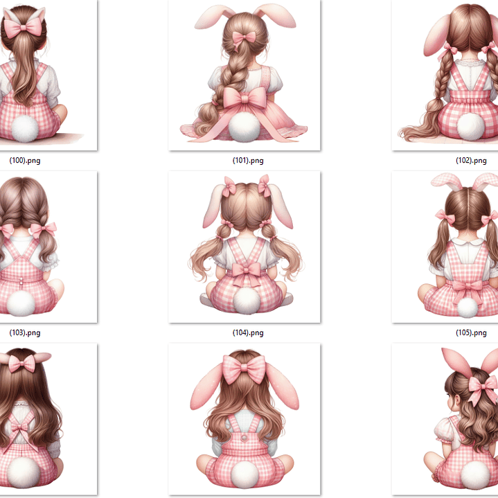 Kit Digital Mulheres e Meninas de Costas em Png 3