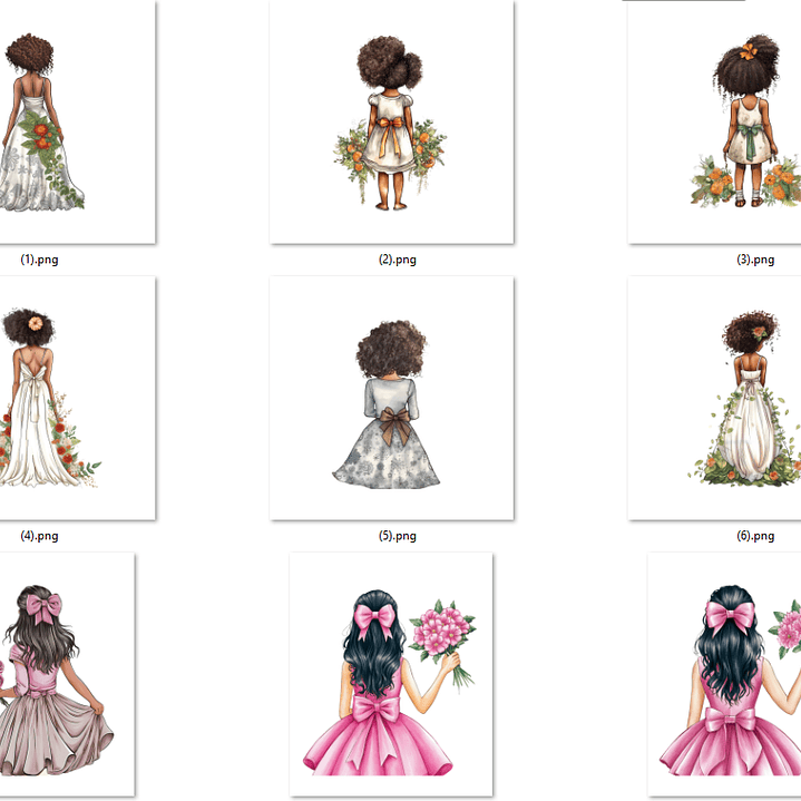 Kit Digital Mulheres e Meninas de Costas em Png 4