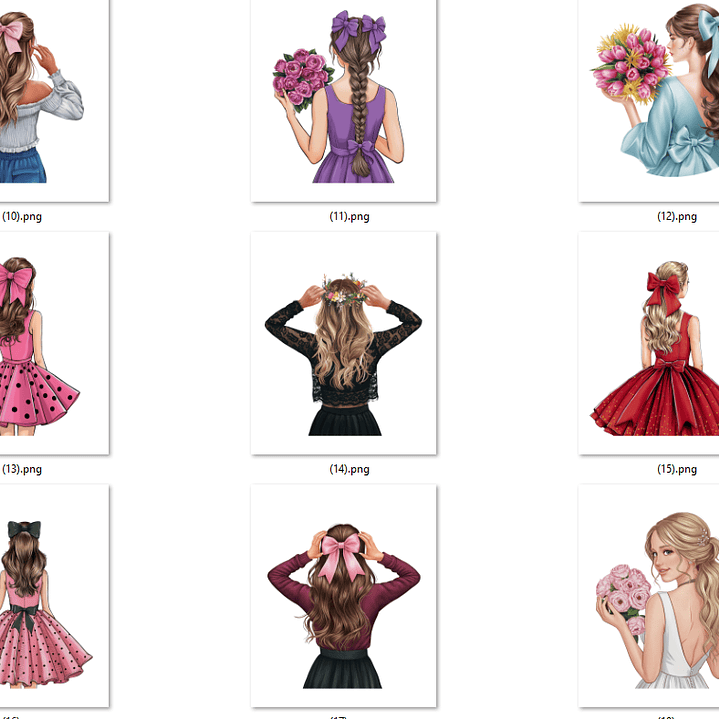 Kit Digital Mulheres e Meninas de Costas em Png 5